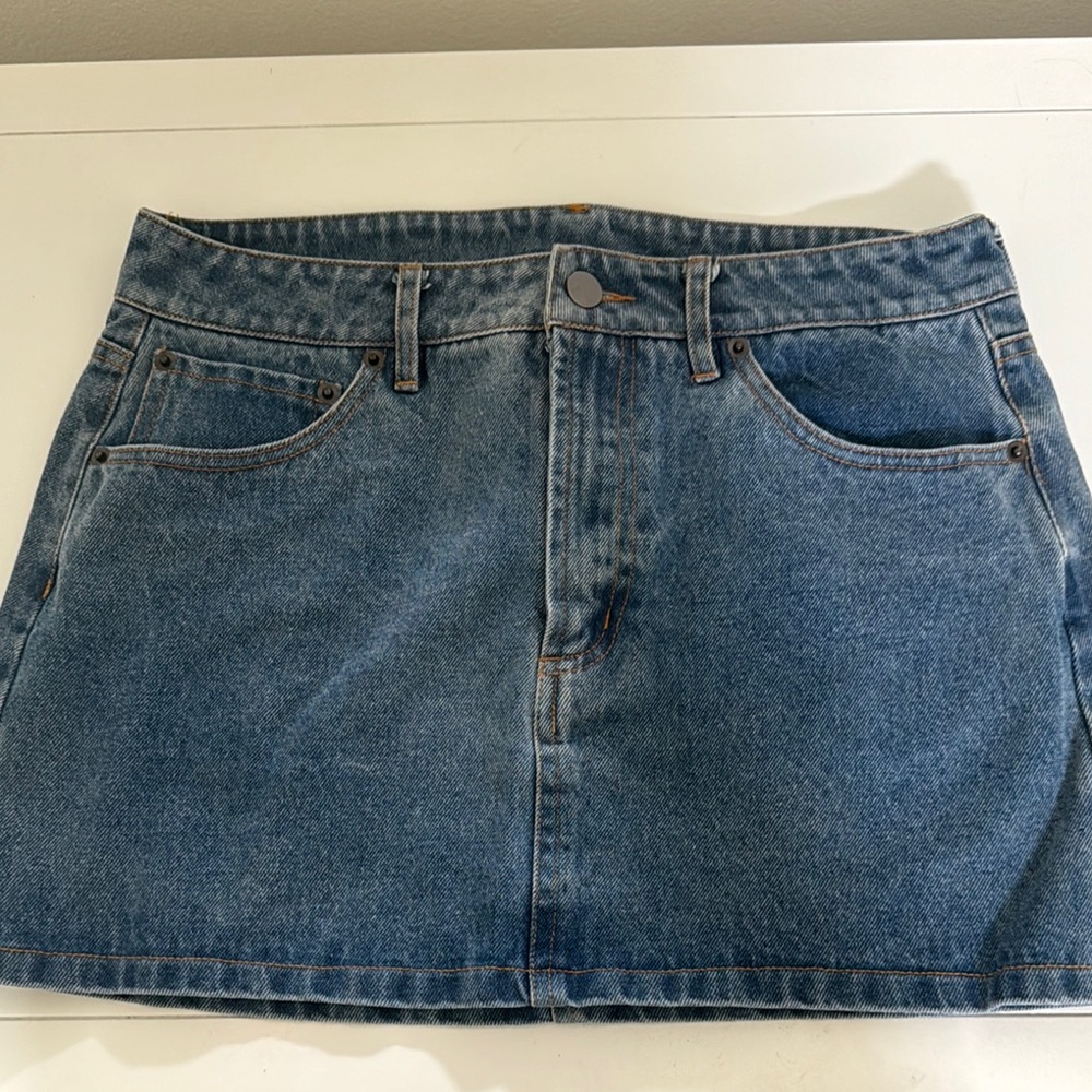 Olivaceous Blue Denim Mini Skirt